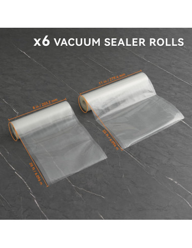 Rollo Sellador al Vacío Wevac 20m 8" y 11" Paquete 6