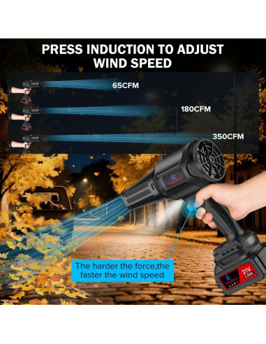 Soplador de Hojas Inalámbrico Krodrch 21V 3000mAh 300000RPM