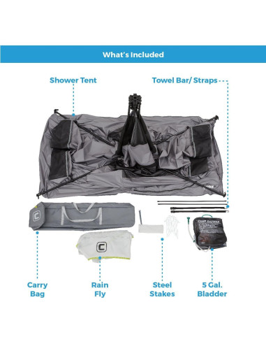 Tienda de Ducha Camping Instantánea CORE 2 Personas Gris