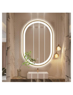 Espejo de Baño LED Ovalado TheiaMo 91.44x60.96cm Dorado