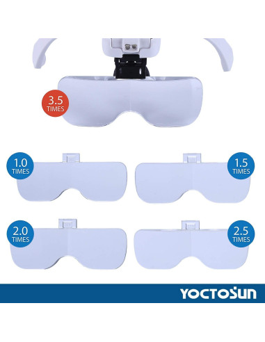 Lupa de Cabeza YOCTOSUN con Luz LED y 5 Lentes Intercambiables