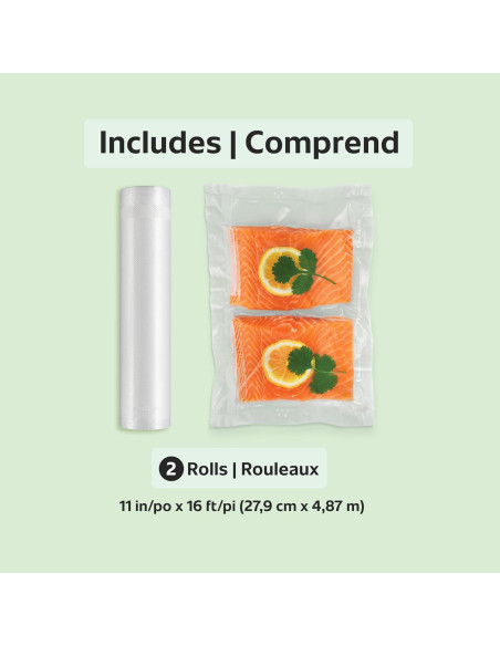 Rollos de Sellado al Vacío FoodSaver 28 cm x 4.88 m Paquete 2 Rollos de Sellado al Vacío FoodSaver 28 cm x 4.88 m Paquete 2