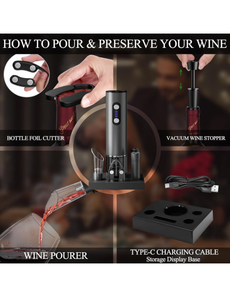 Abridor de Vino Eléctrico Marchpower Automático con Accesorios Abridor de Vino Eléctrico Marchpower Automático con Accesorios
