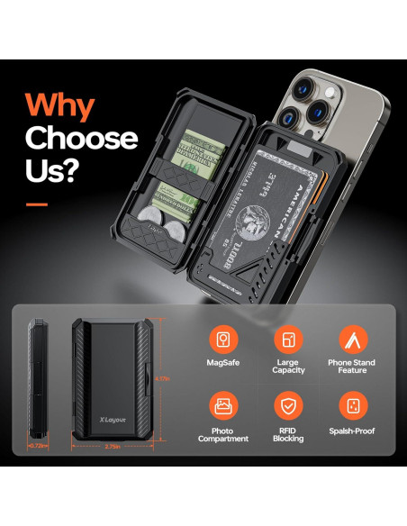 Billetera Magnética X-Pocket con Bloqueo RFID y Soporte para iPhone Billetera Magnética X-Pocket con Bloqueo RFID y Soporte para iPhone