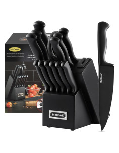 Conjunto de cuchillos McCook 15 piezas acero inoxidable negro