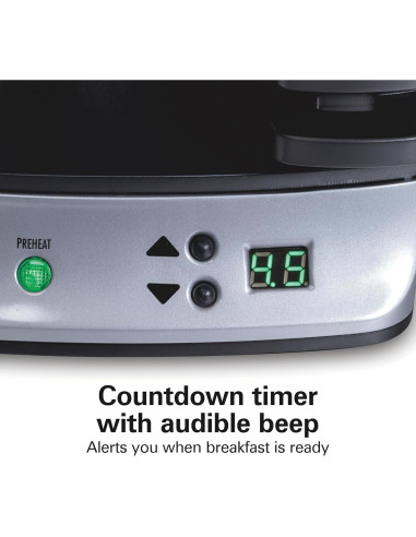 Hamilton Beach Sandwich Maker Doble 1200W Plata con Temporizador