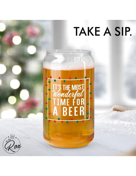 Vaso de Cerveza Navideño On The Rox 16 oz Rojo Verde Blanco Vaso de Cerveza Navideño On The Rox 16 oz Rojo Verde Blanco