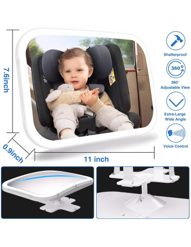 Espejo de Coche para Bebé LeeWent SK2303 con Luz USB