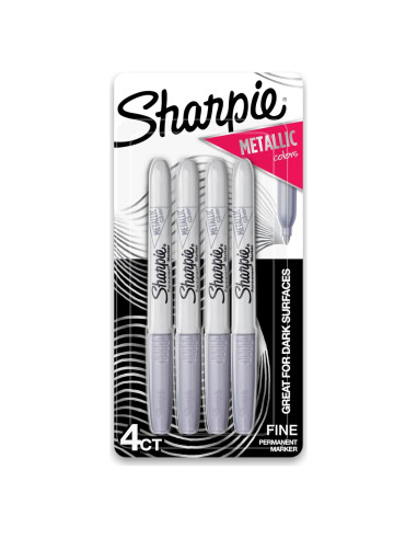 Marcadores Permanentes Metálicos Sharpie 39109PP Punta Fina Plata 4 Unidades