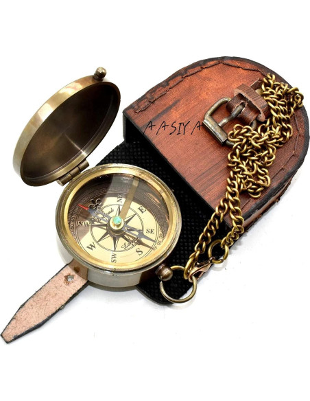 Brújula AASIYA de Latón Antiguo - 5.08 cm, Multifuncional Brújula AASIYA de Latón Antiguo - 5.08 cm, Multifuncional