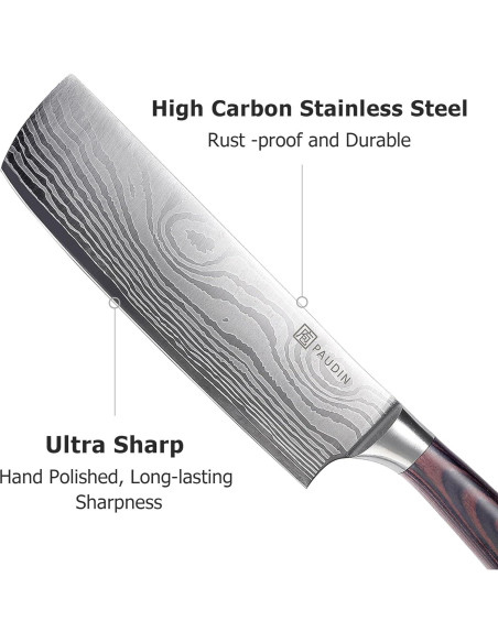 Cuchillo Nakiri PAUDIN 17.78 cm Acero Inoxidable Mango Ergonómico Cuchillo Nakiri PAUDIN 17.78 cm Acero Inoxidable Mango Ergonómico