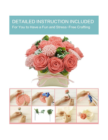 Kit de Artesanía de Flores de Fieltro BAZIMA ALICE - Ramo Rosas y Claveles