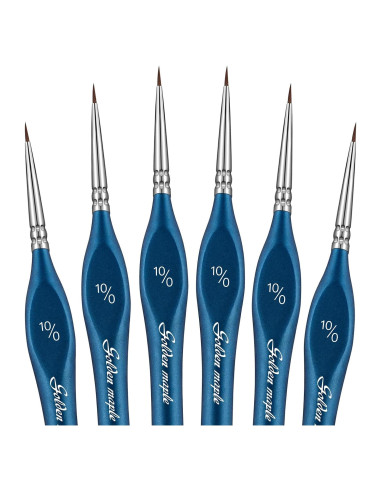 Pinceles de Detalle Arce Dorado 6PC Punta Fina Miniatura