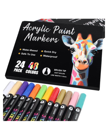Marcadores Acrílicos Brled 48 Colores Doble Punta Pincel