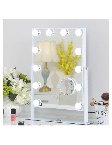 Espejo de Maquillaje Iluminado FENCHILIN 48x35.6 cm 3 Modos Luz
