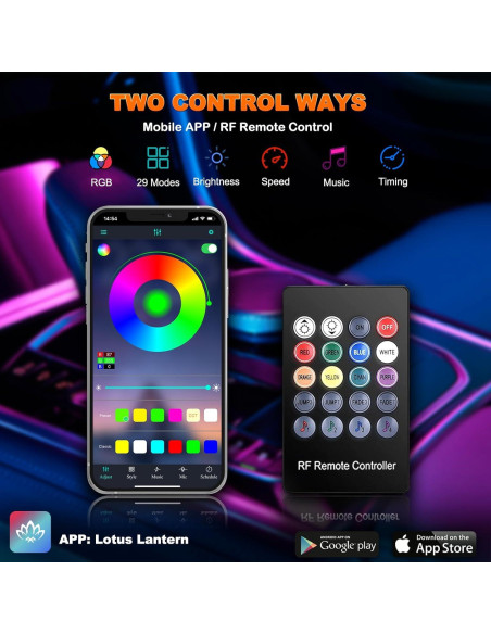 Luces LED de tira Jushope 5 en 1 RGB 599.64 cm con APP Luces LED de tira Jushope 5 en 1 RGB 599.64 cm con APP
