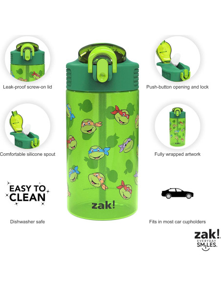 Botella de Agua Zak Designs Tortugas Ninja 2 Piezas 500 ml Botella de Agua Zak Designs Tortugas Ninja 2 Piezas 500 ml