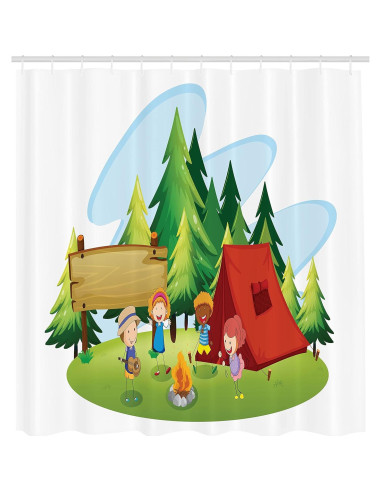 Cortina de Ducha Lunarable 175x178 cm Caricatura Bosque
