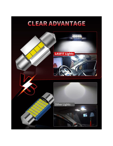 LASFIT Bombilla LED Festoon 31mm 400LM 6000K Paquete de 4