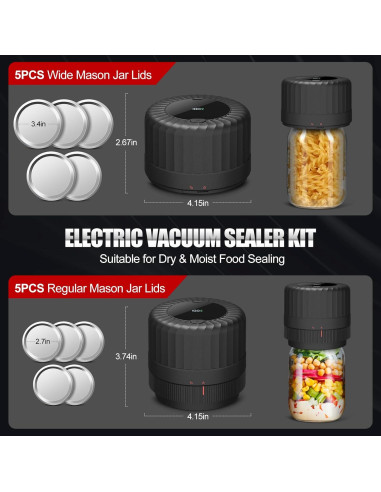 Sellador al vacío eléctrico LXT VP06+ con 10 tapas reutilizables