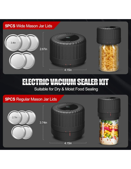 Sellador al vacío eléctrico LXT VP06+ con 10 tapas reutilizables Sellador al vacío eléctrico LXT VP06+ con 10 tapas reutilizables