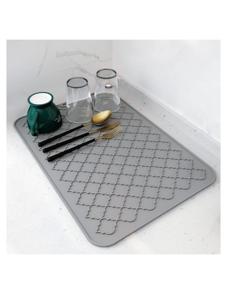 Alfombrilla de Secado de Platos AMOAMI Silicona Gris 30x40 cm Alfombrilla de Secado de Platos AMOAMI Silicona Gris 30x40 cm