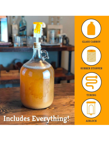 Fermentador de Vidrio Craft A Brew 3.79L con Accesorios