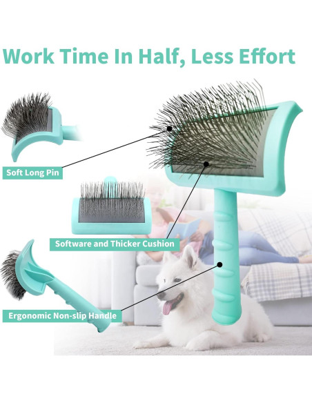 Kit de Aseo NeatHoiho: Cepillo Slicker y Peine Verde para Perros y Gatos Kit de Aseo NeatHoiho: Cepillo Slicker y Peine Verde para Perros y Gatos