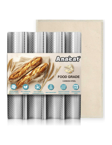 Sartén para Baguette Anaeat Antiadherente con Paño de Prueba Sartén para Baguette Anaeat Antiadherente con Paño de Prueba