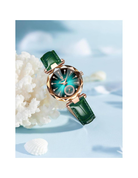 Reloj de lujo Gosasa para mujer con diamantes y correa verde Reloj de lujo Gosasa para mujer con diamantes y correa verde