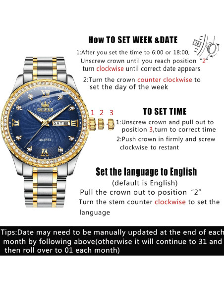 Reloj OLEVS Hombre Gran Dial Azul Dorado 40mm Acero Reloj OLEVS Hombre Gran Dial Azul Dorado 40mm Acero