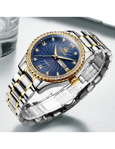 Reloj OLEVS Hombre Gran Dial Azul Dorado 40mm Acero Reloj OLEVS Hombre Gran Dial Azul Dorado 40mm Acero