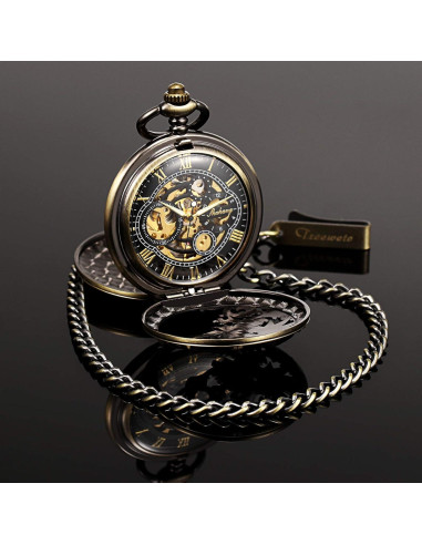Reloj de bolsillo mecánico TREEWETO Dragón esqueleto 47mm