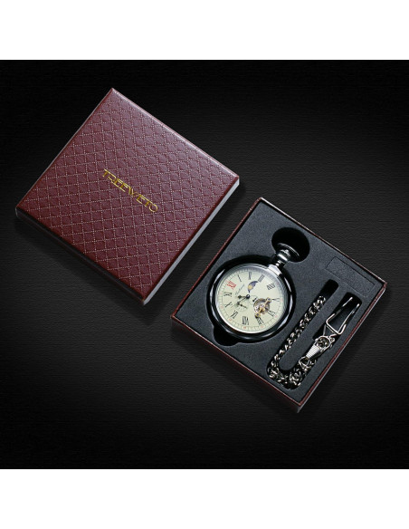 Reloj de bolsillo mecánico TREEWETO con sol y luna 50.5mm Reloj de bolsillo mecánico TREEWETO con sol y luna 50.5mm