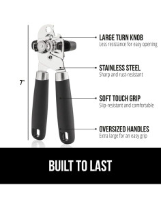 Abrelatas Manual GORILLA GRIP Acero Inoxidable Negro 17,78 cm 2