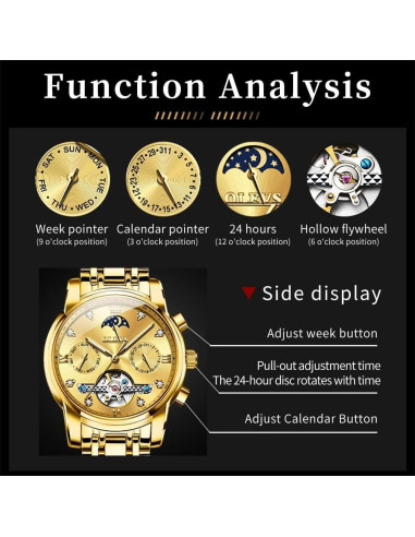 Reloj Automático OLEVS GJ-OS-G6678GJ-QJ Hombre Lujo Diamantes