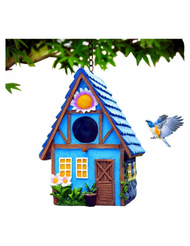 Casa de Aves Colgante Pintada a Mano ZLSZTMI Azul 20.32cm