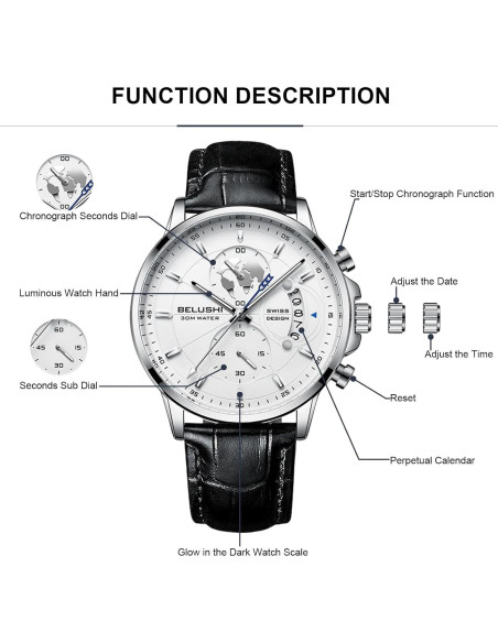 Reloj de Pulsera eYotto Cronógrafo de Lujo para Hombre Reloj de Pulsera eYotto Cronógrafo de Lujo para Hombre