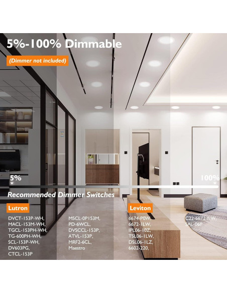 BesLowe 16 Paquetes Luces LED Empotradas 12W 6" Regulables