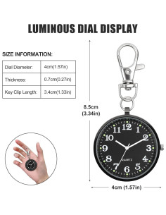 Reloj de bolsillo Y.W. cuarzo minimalista unisex 40 mm 2