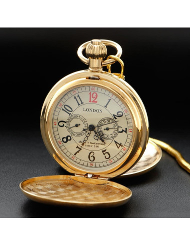 Reloj de bolsillo mecánico Alwesam oro 4.99 cm con cadena