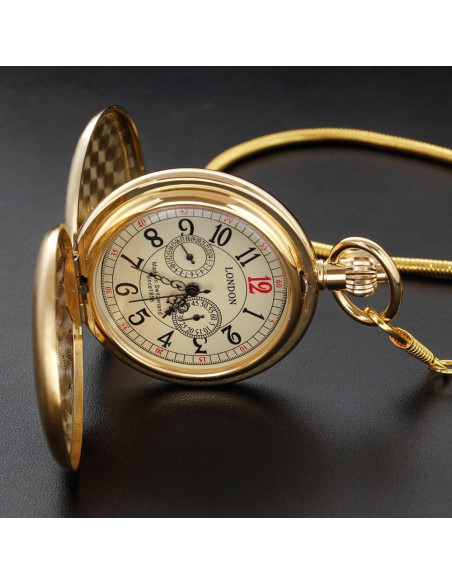 Reloj de bolsillo mecánico Alwesam oro 4.99 cm con cadena Reloj de bolsillo mecánico Alwesam oro 4.99 cm con cadena