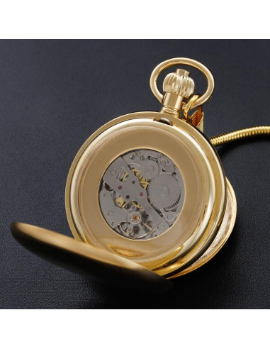 Reloj de bolsillo mecánico Alwesam oro 4.99 cm con cadena