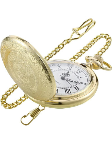 Reloj de bolsillo dorado SwitchMe con cadena y esfera romana