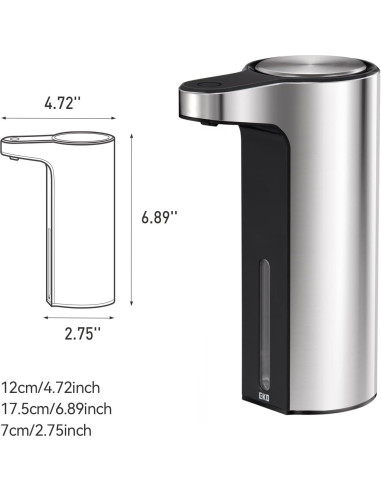 Dispensador Automático de Jabón EKO 266 ml Acero Inoxidable