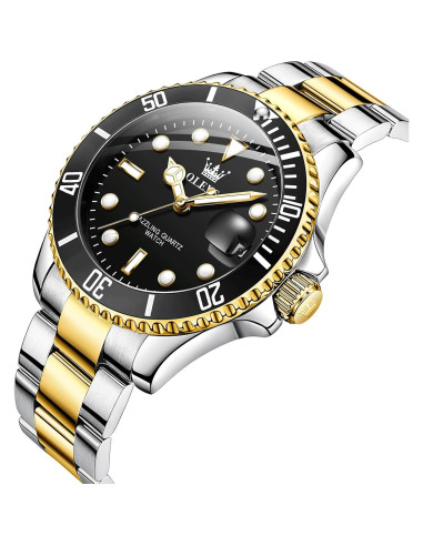 Reloj de Acero Inoxidable OLEVS para Hombre, Doble Tono
