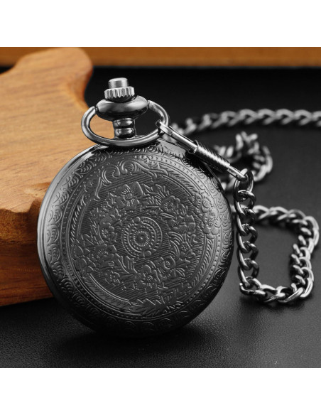 Reloj de bolsillo SwitchMe negro con flores y números romanos Reloj de bolsillo SwitchMe negro con flores y números romanos