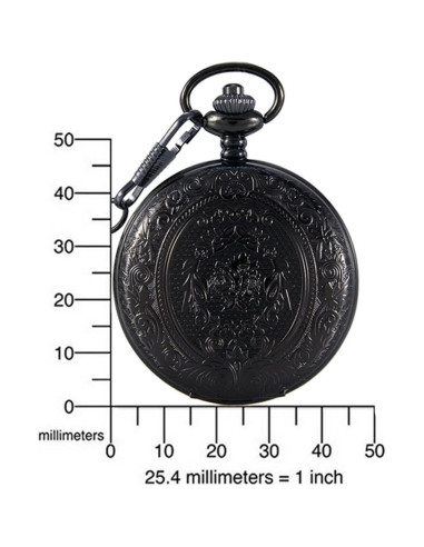Reloj de bolsillo SwitchMe negro con flores y números romanos