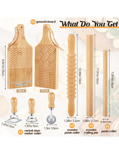 Juego de Herramientas para Hacer Pasta Tioncy 7 Pcs de Madera Juego de Herramientas para Hacer Pasta Tioncy 7 Pcs de Madera