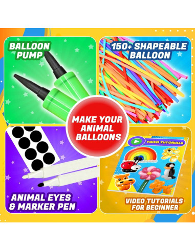 Kit de Globos de Animales QUAXTAL 150 Piezas con Bomba